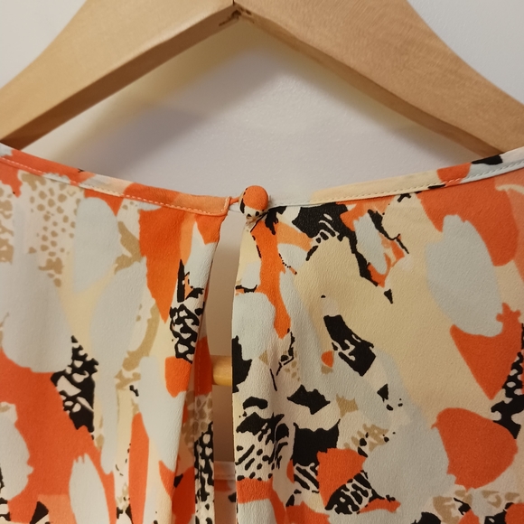 DKNYC Sleeveless Tunic Blouse size XL, orange and black, perfect for Spring - Picture 4 of 7